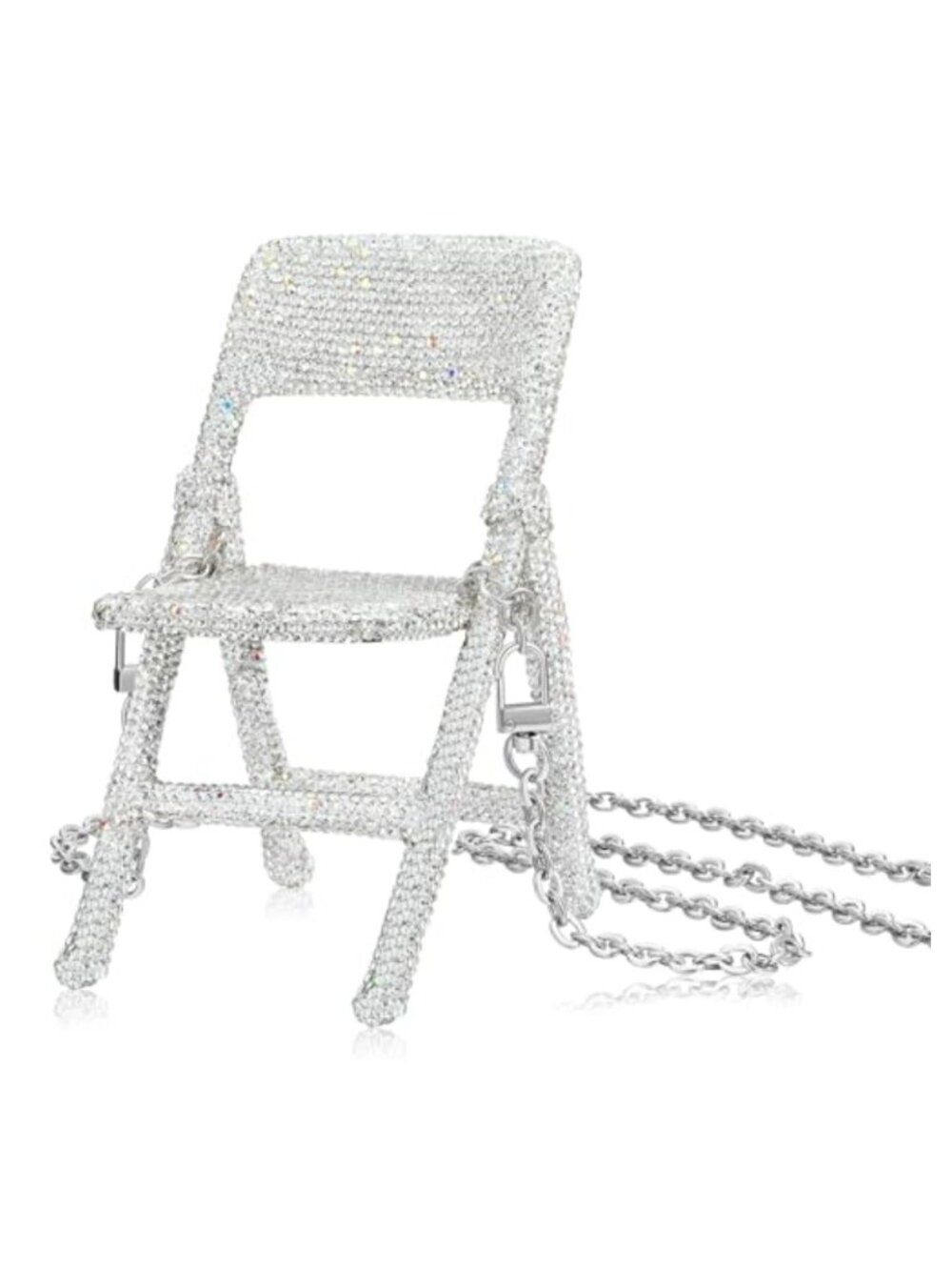 Rhinestone Folding Chair Clutch Purse Mini Handbag with Crystal Details